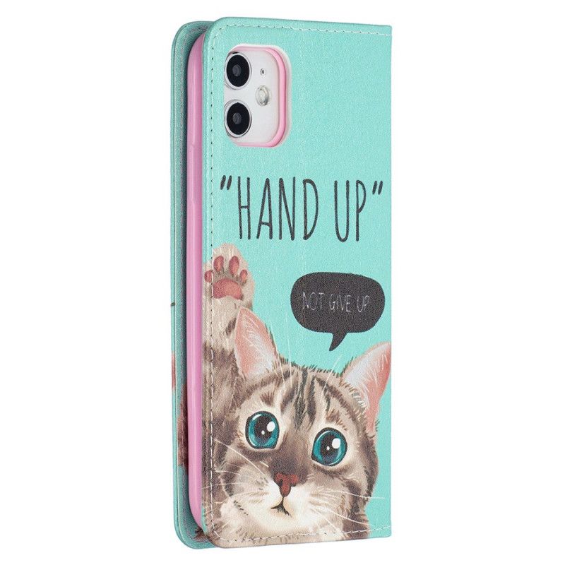 Folio-fodral iPhone 11 Mobilskal Hand Upp