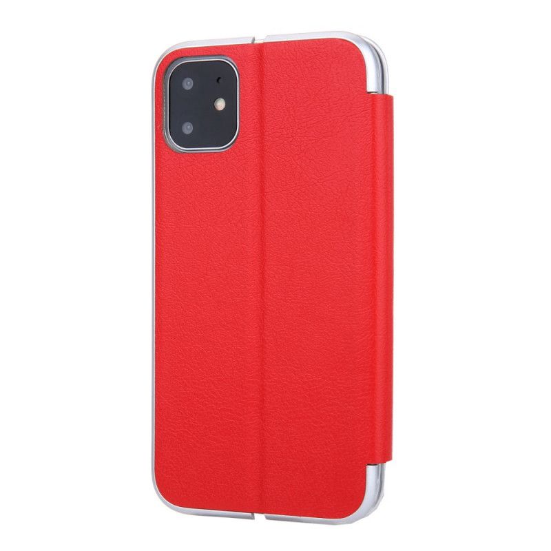 Folio-fodral iPhone 11 Svart Konstläder Med Metalliska Kanter