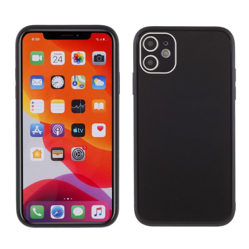 Skal för iPhone 11 Svart Glasbaksida Och Silikonkant