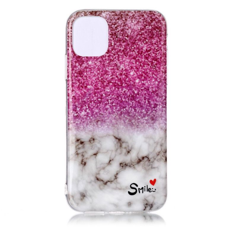 Skal iPhone 11 Glitter Och Leende I Marmor