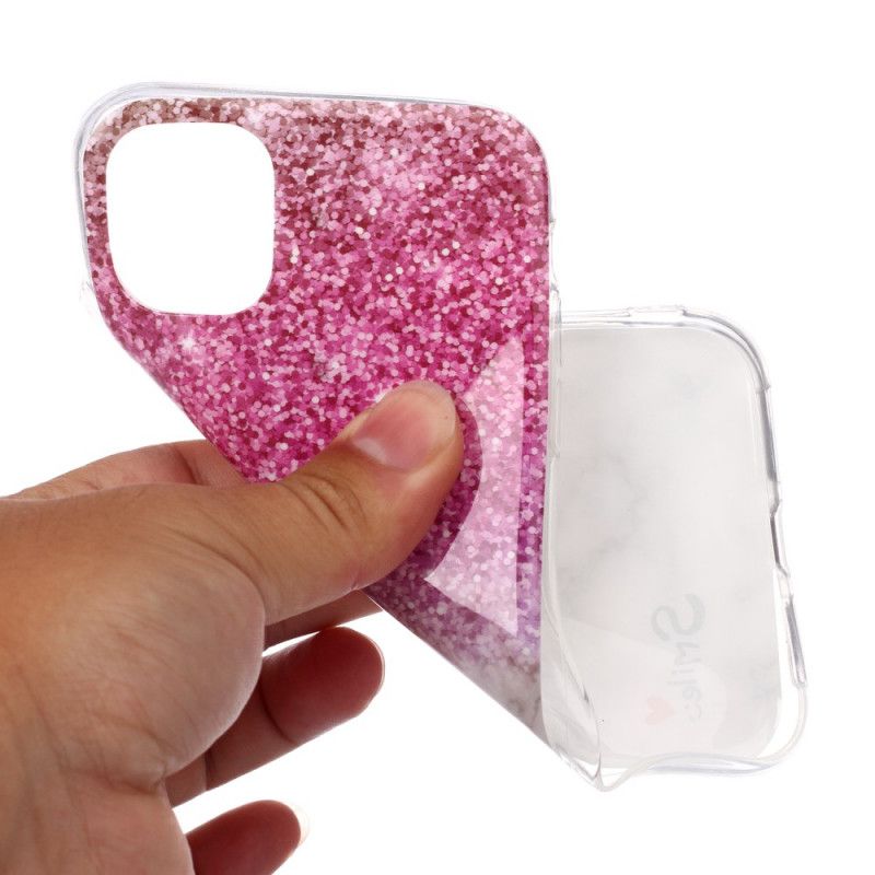 Skal iPhone 11 Glitter Och Leende I Marmor