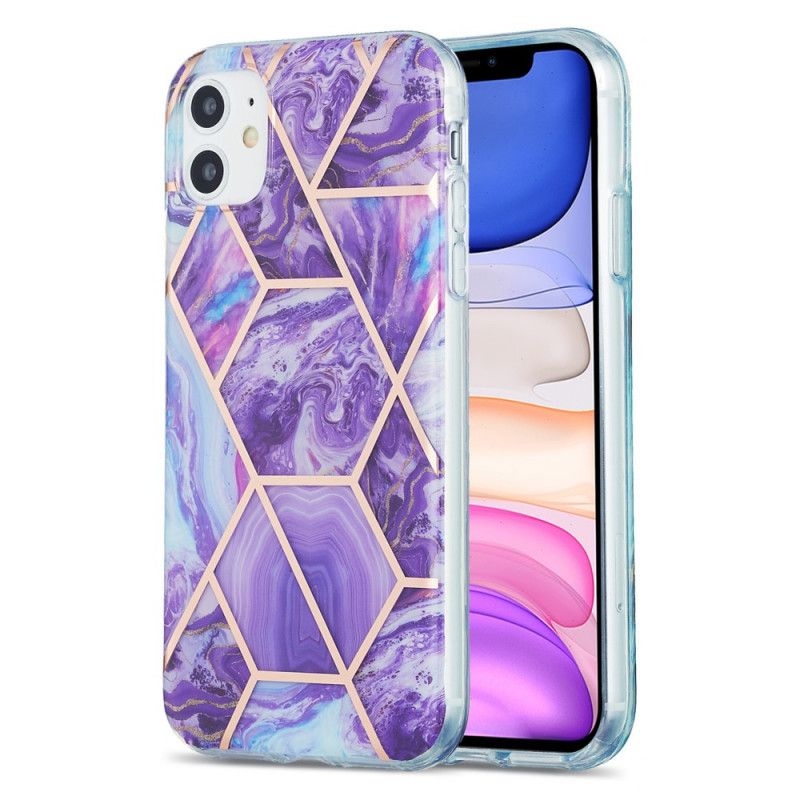 Skal iPhone 11 Rosa Flashig Geometrisk Marmor