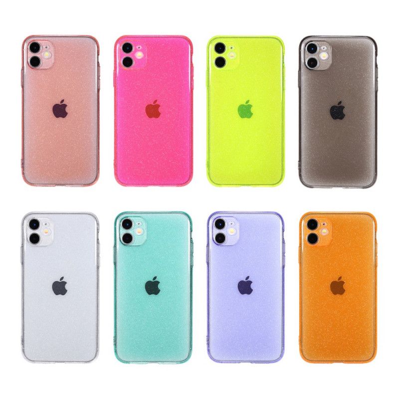 Skal iPhone 11 Svart Fluorescerande Glitter