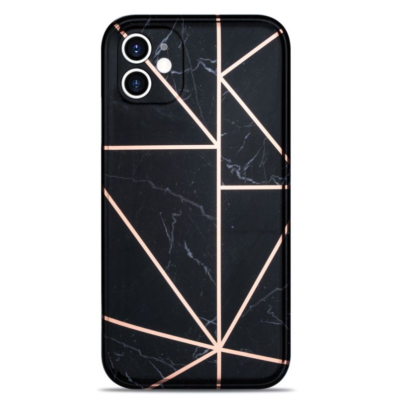 Skal iPhone 11 Svart Lysande Geometri I Marmor