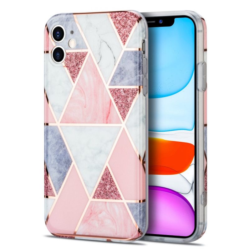 Skal iPhone 11 Svart Lysande Geometri I Marmor