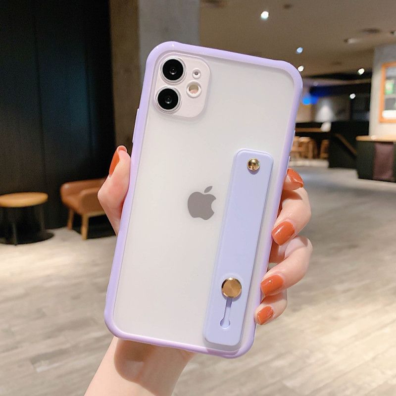 Skal iPhone 11 Svart Mobilskal Hybrid Med Stödrem