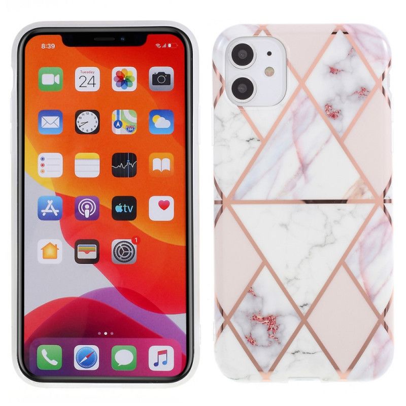 Skal iPhone 11 Svart Mobilskal Marmorfärgad Geometri