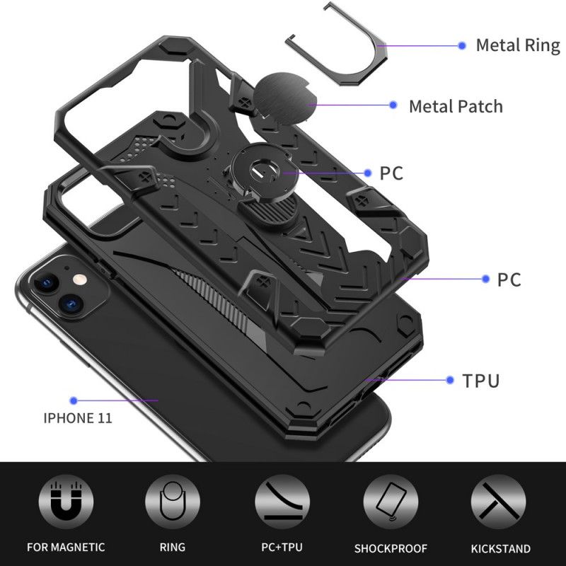 Skal iPhone 11 Svart Rustning Med Stödring