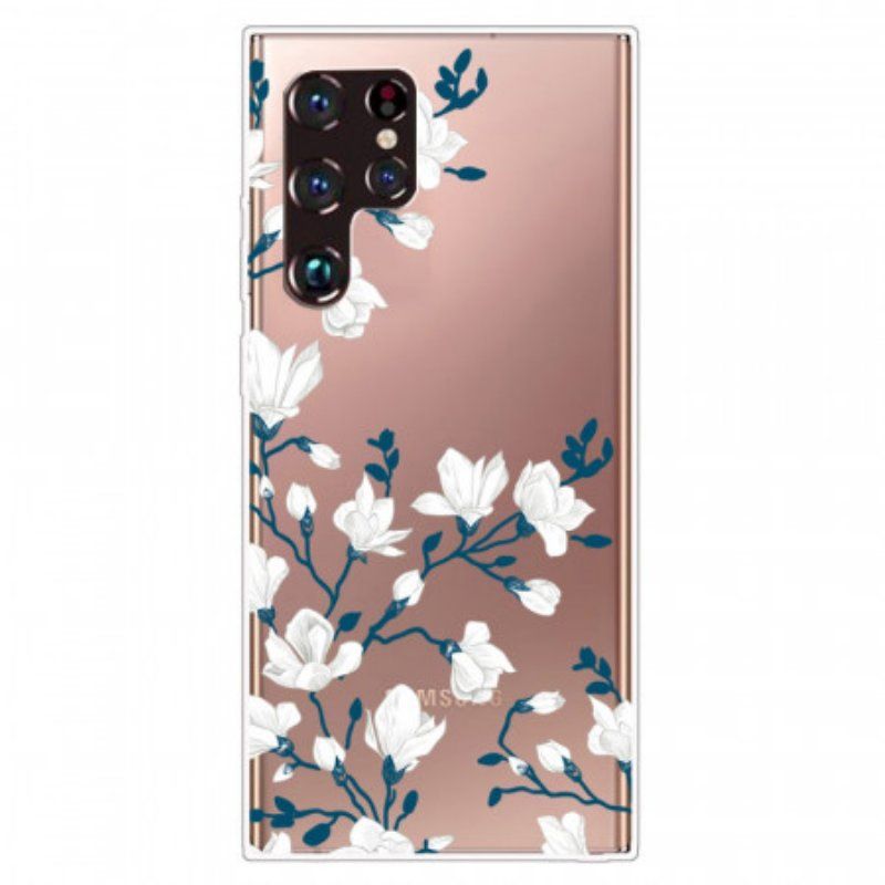 Skal Samsung Galaxy S22 Ultra 5G Sömlösa Vita Blommor