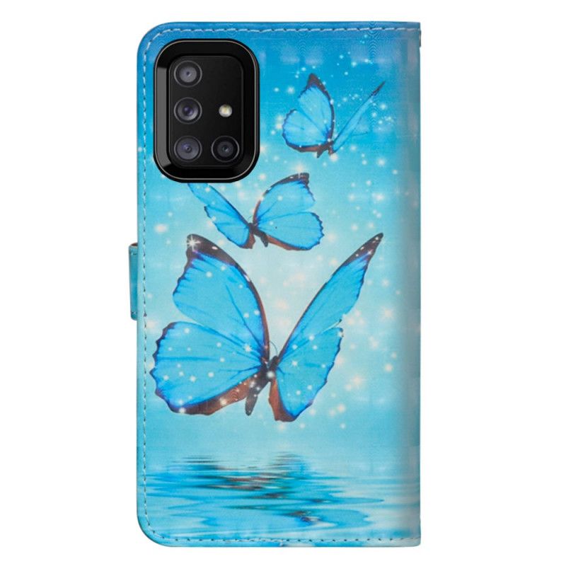 Fodral för Samsung Galaxy M51 Flygande Blå Fjärilar