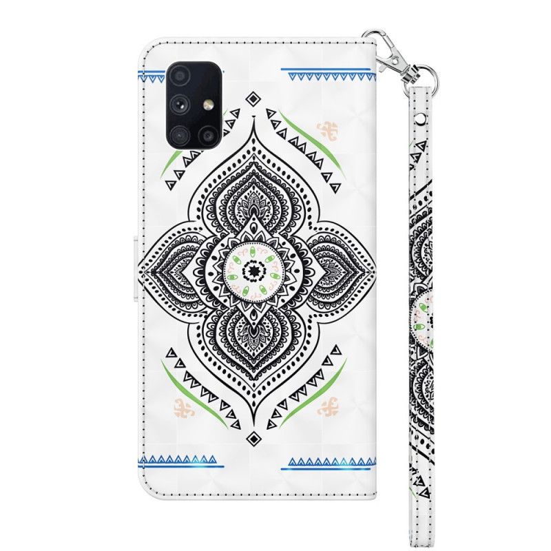 Fodral för Samsung Galaxy M51 Vit Ljusfläckar Mandala Med Rem