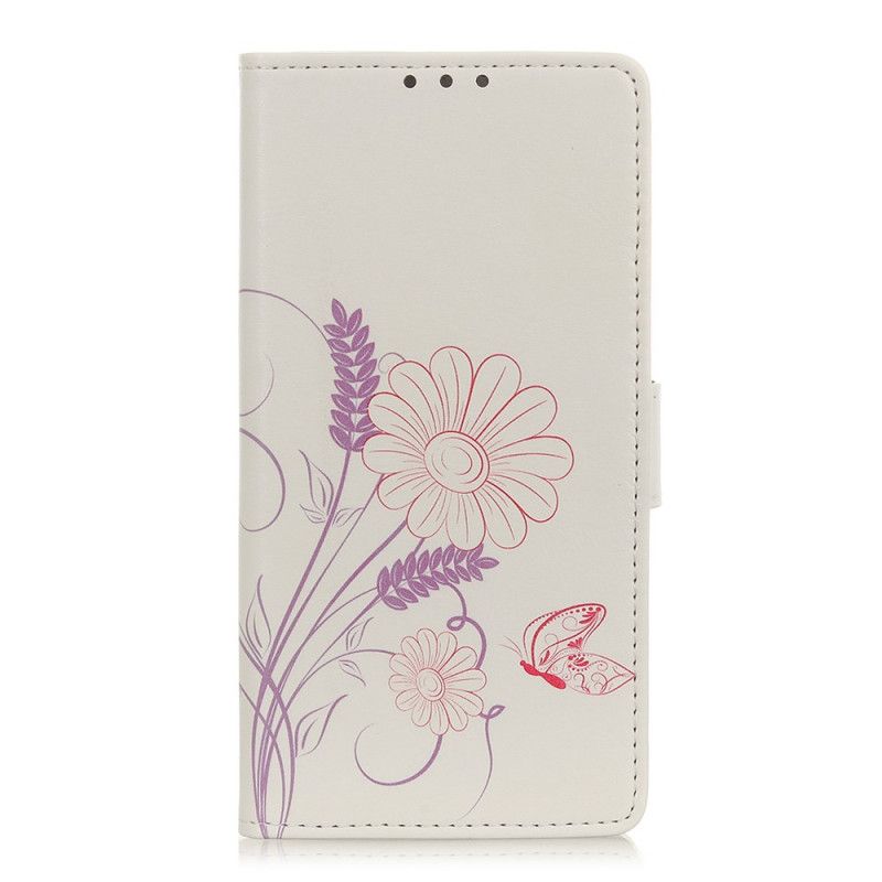 Fodral Samsung Galaxy M51 Rita Fjärilar Och Blommor
