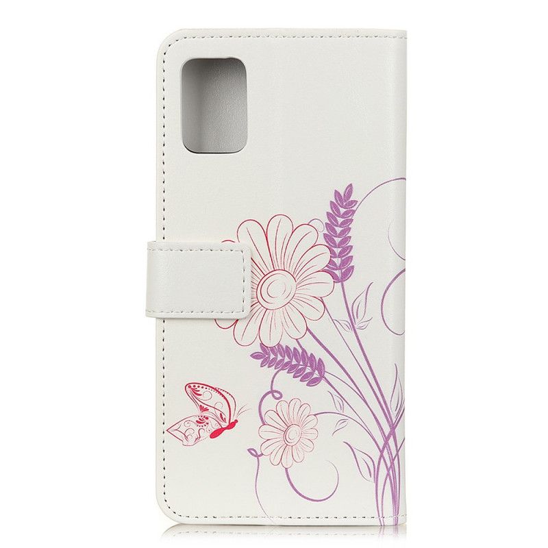 Fodral Samsung Galaxy M51 Rita Fjärilar Och Blommor