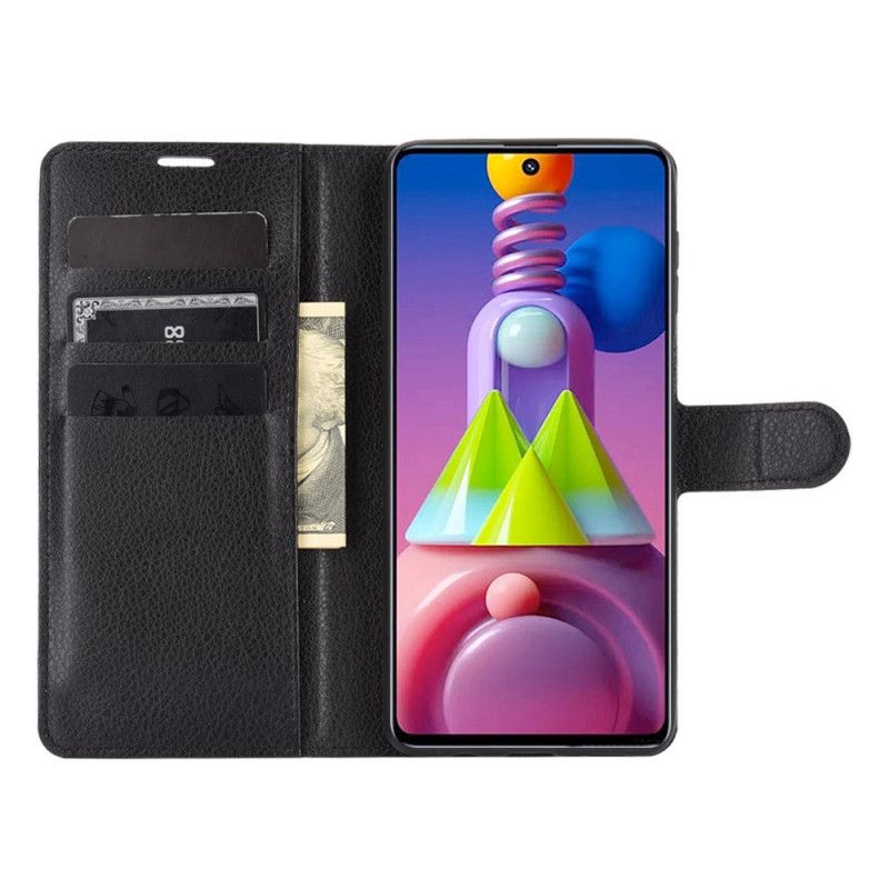 Fodral Samsung Galaxy M51 Svart Klassisk Lychee-Lädereffekt