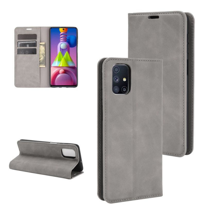 Folio-fodral Samsung Galaxy M51 Svart Mobilskal Mjuk Lädereffekt