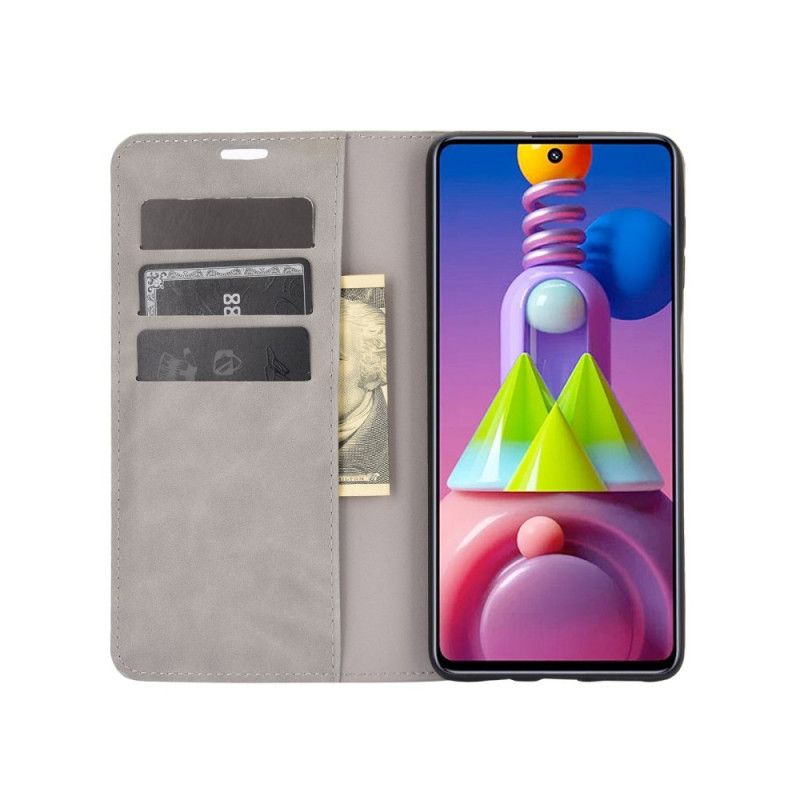 Folio-fodral Samsung Galaxy M51 Svart Mobilskal Mjuk Lädereffekt