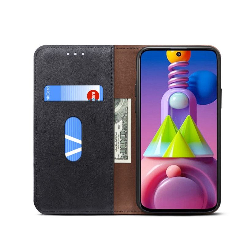 Folio-fodral Samsung Galaxy M51 Svart Sydd Lädereffekt