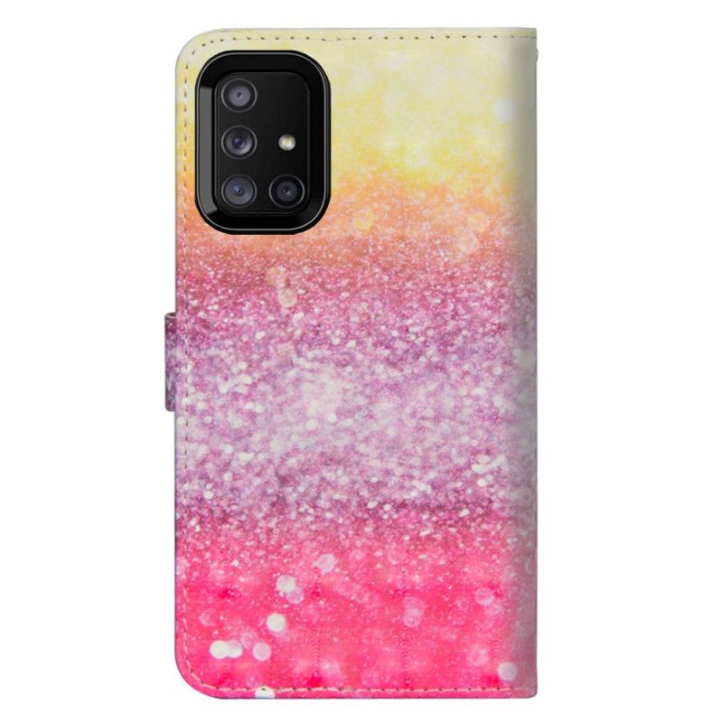 Läderfodral Samsung Galaxy M51 Mobilskal Magenta Glittergradient