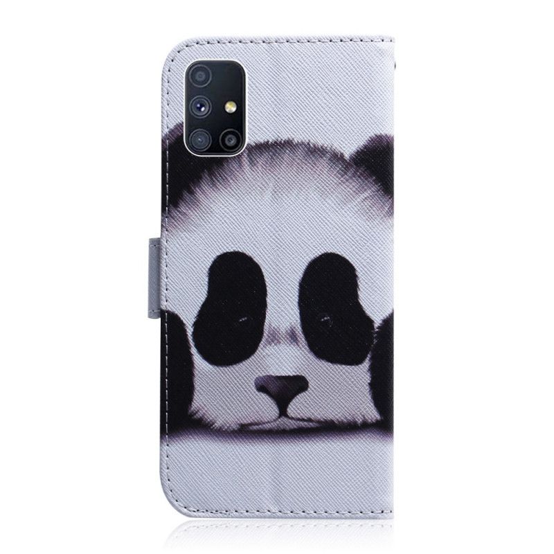 Läderfodral Samsung Galaxy M51 Mobilskal Panda Ansikte