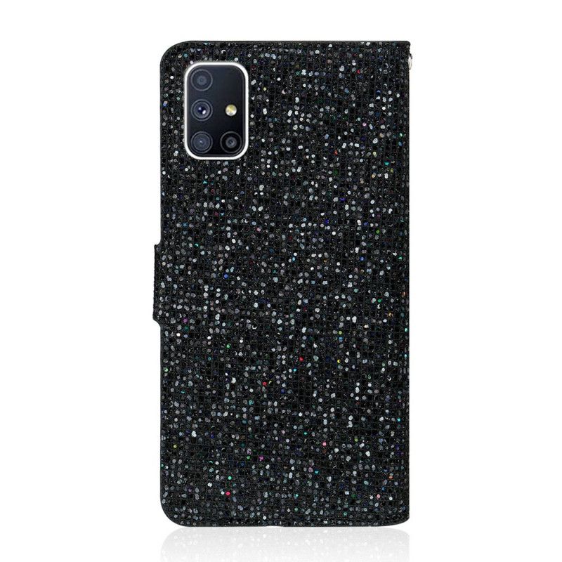 Läderfodral Samsung Galaxy M51 Svart Glitter Design