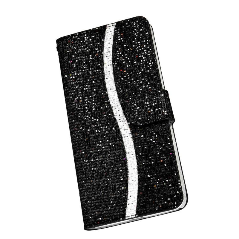 Läderfodral Samsung Galaxy M51 Svart Glitter Design