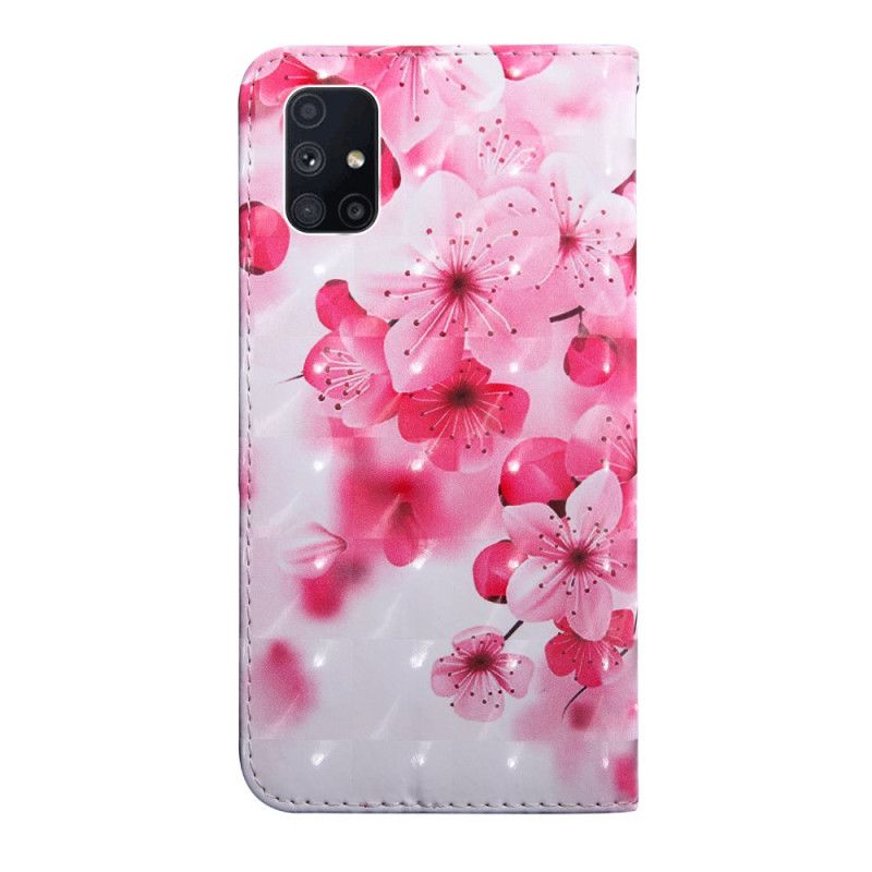 Läderskal Samsung Galaxy M51 Rosa Blommor