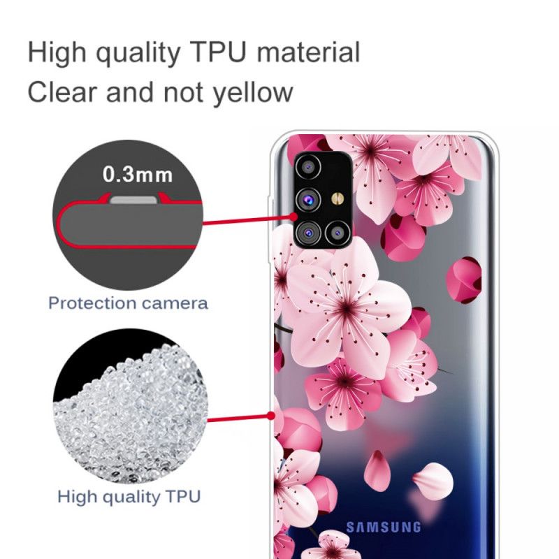 Skal för Samsung Galaxy M51 Små Rosa Blommor