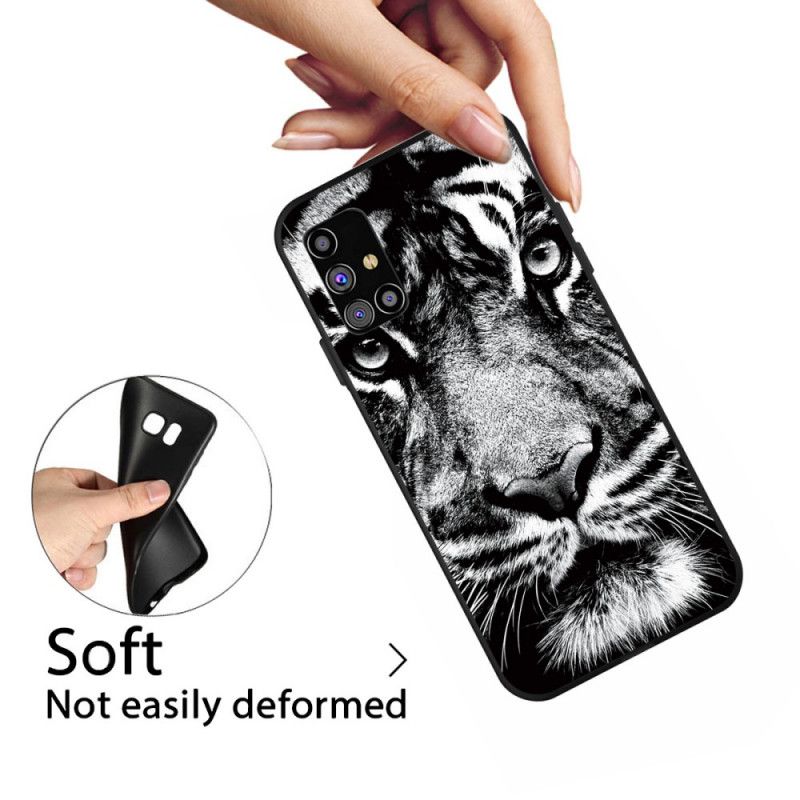 Skal för Samsung Galaxy M51 Svartvit Tiger