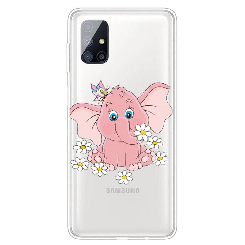 Skal för Samsung Galaxy M51 Transparent Rosa Elefant