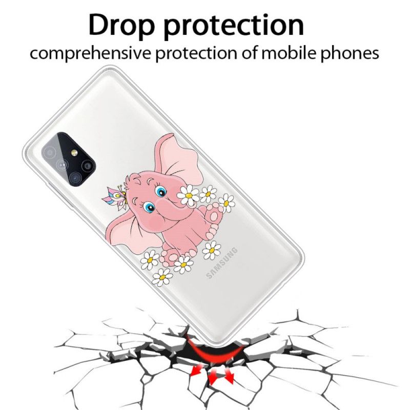 Skal för Samsung Galaxy M51 Transparent Rosa Elefant