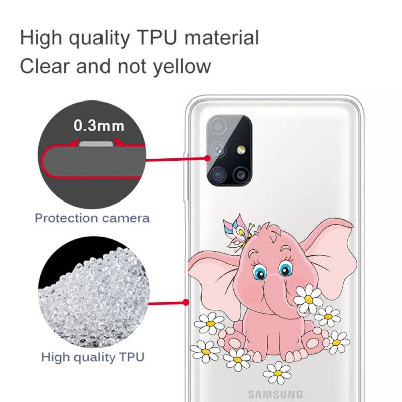 Skal för Samsung Galaxy M51 Transparent Rosa Elefant