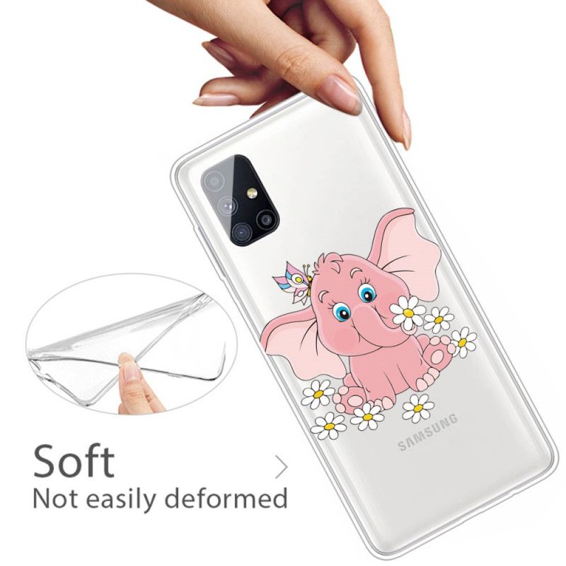 Skal för Samsung Galaxy M51 Transparent Rosa Elefant