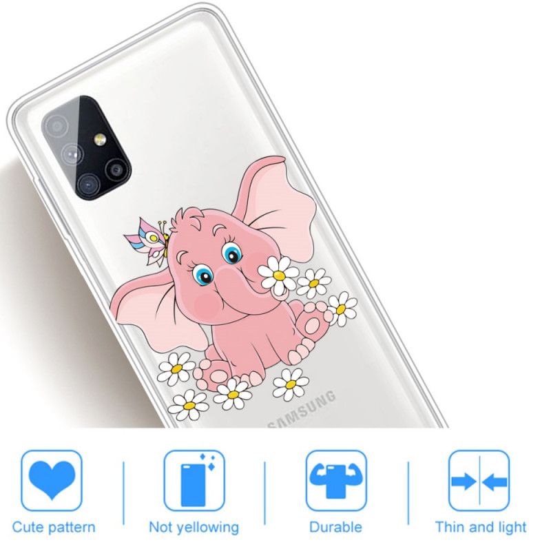 Skal för Samsung Galaxy M51 Transparent Rosa Elefant