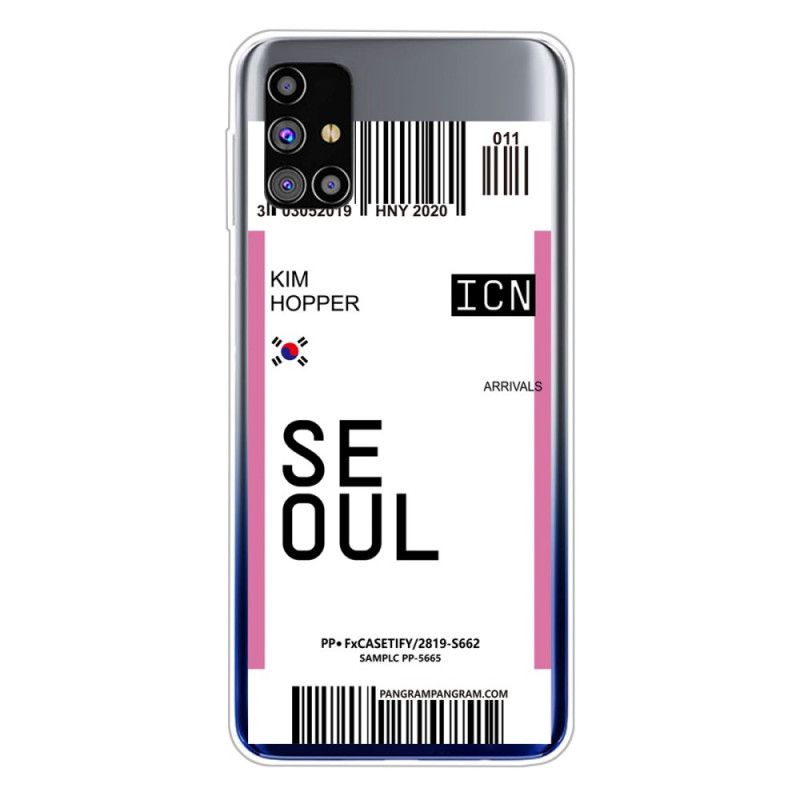 Skal Samsung Galaxy M51 Magenta Mobilskal Boardingkort Till Seoul