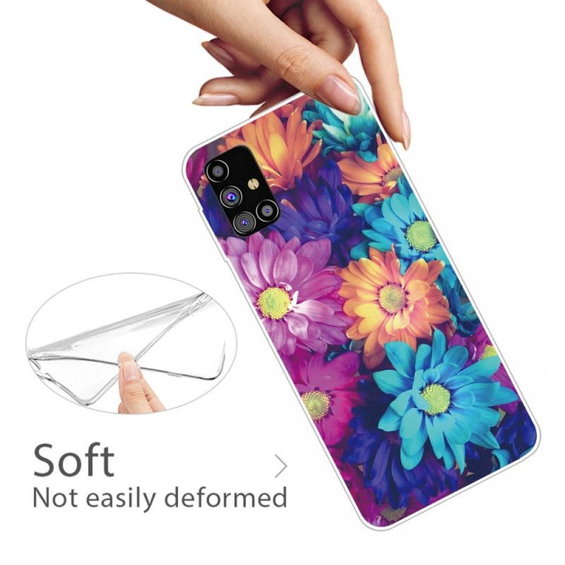 Skal Samsung Galaxy M51 Orange Flexibla Blommor