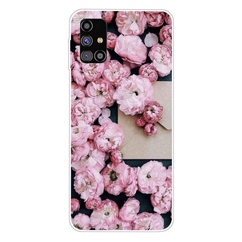 Skal Samsung Galaxy M51 Röd Intensiva Blommor