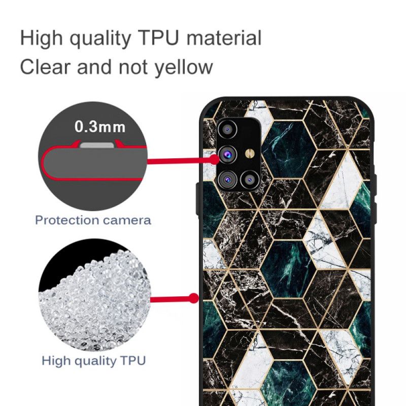 Skal Samsung Galaxy M51 Svart Marmorfärgad Geometri