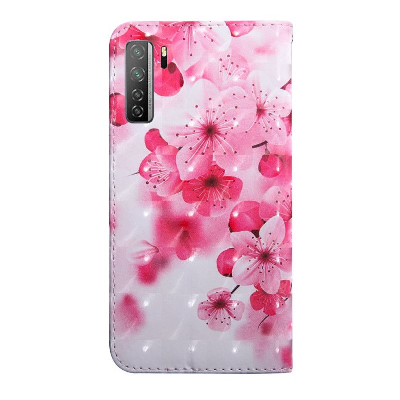 Läderfodral Huawei P40 Lite 5G Mobilskal Rosa Blommor