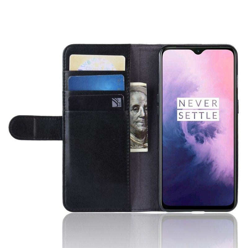 Fodral för OnePlus 7 Svart Delat Läder