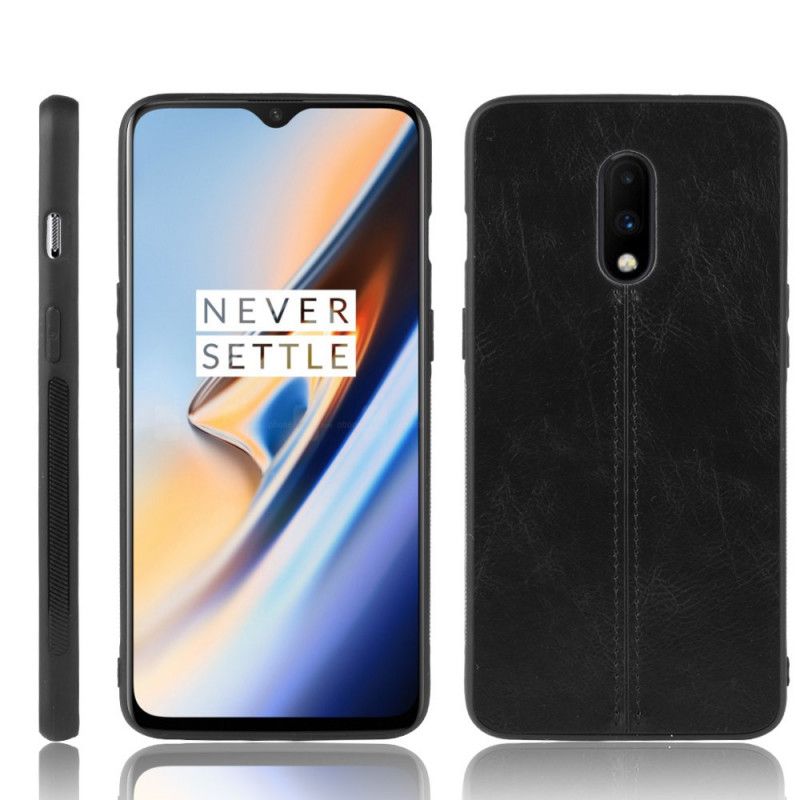 Skal OnePlus 7 Svart Sydd Lädereffekt