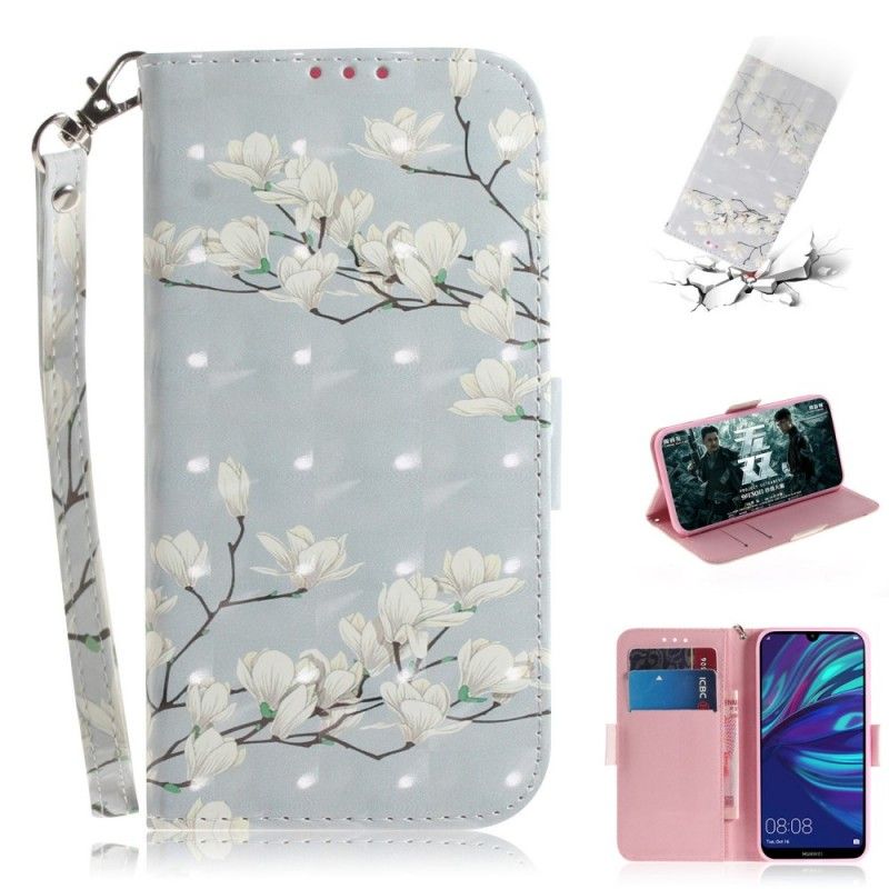 Fodral Huawei P30 Lite Blommande Träd Med Rem