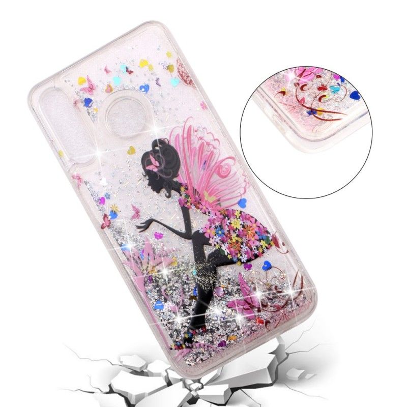 Skal för Huawei P30 Lite Transparent Blomma Älva Glitter