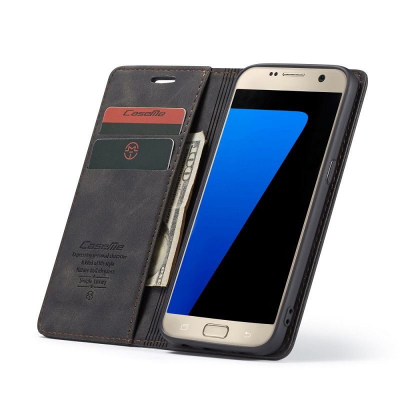 Folio-fodral Samsung Galaxy S7 Svart Mobilskal Imiterat Läderfodral