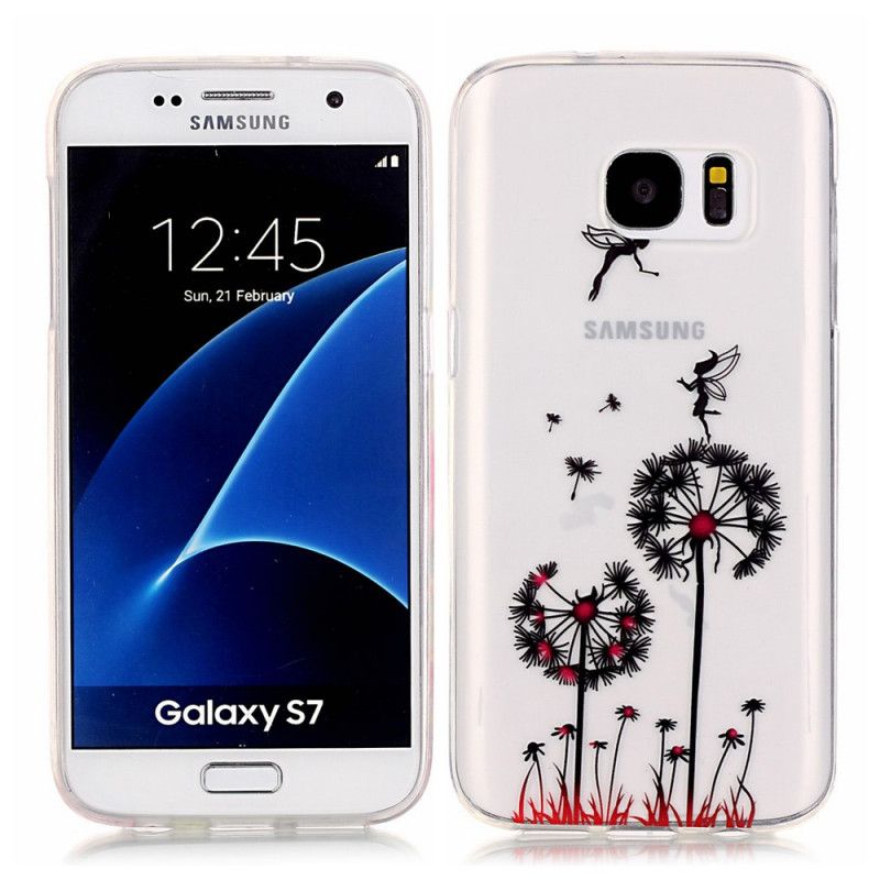 Skal Samsung Galaxy S7 Genomskinliga Röda Maskrosor