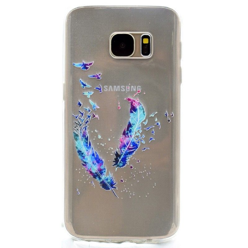 Skal Samsung Galaxy S7 Mobilskal Genomskinliga Fjädrar