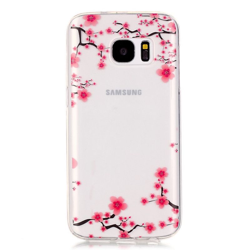 Skal Samsung Galaxy S7 Röd Blommande Grenar