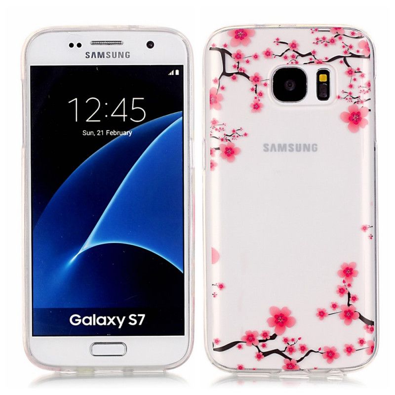 Skal Samsung Galaxy S7 Röd Blommande Grenar