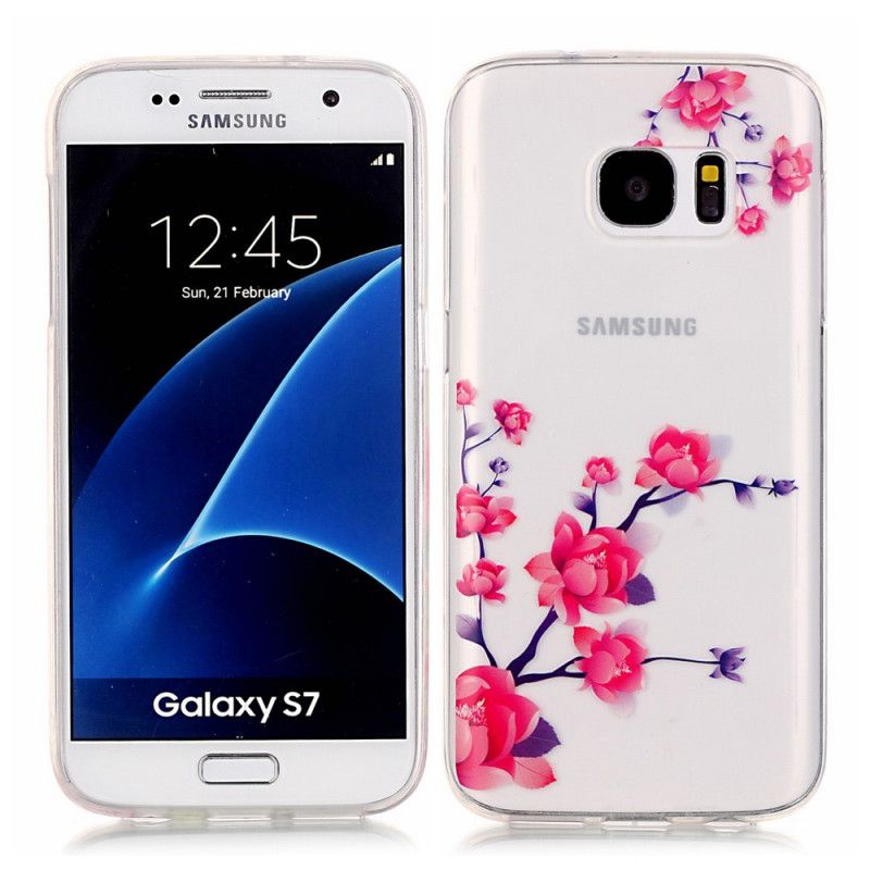 Skal Samsung Galaxy S7 Röd Blommande Grenar