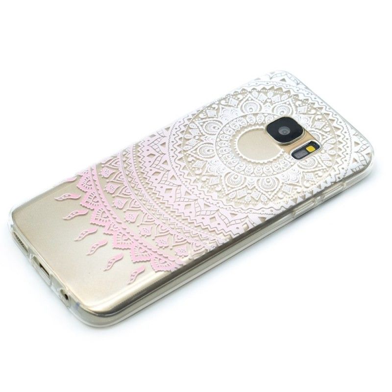 Skal Samsung Galaxy S7 Rosa Transparent Färgglad Mandala