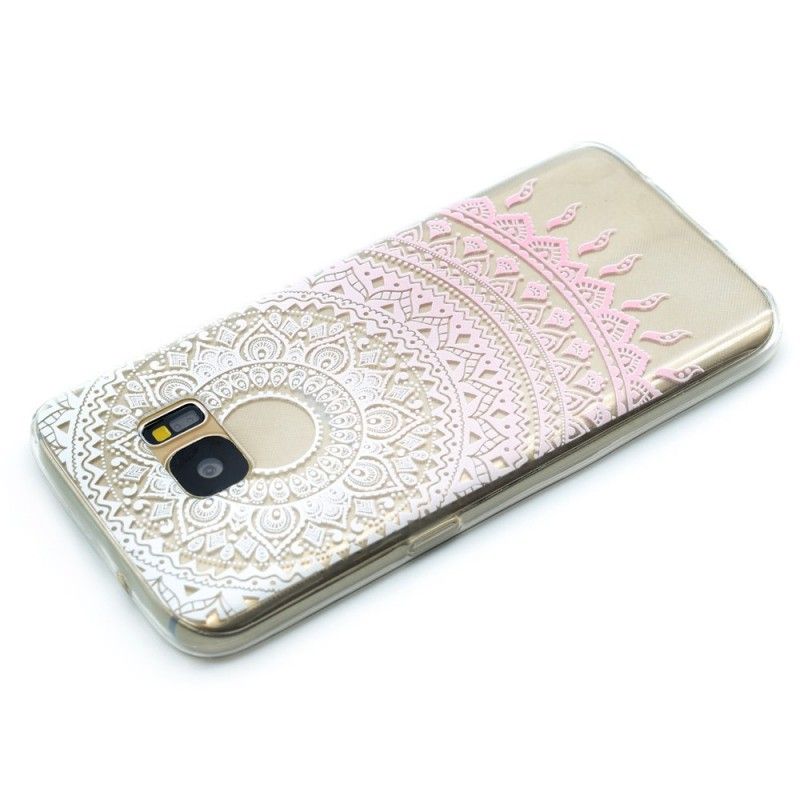 Skal Samsung Galaxy S7 Rosa Transparent Färgglad Mandala